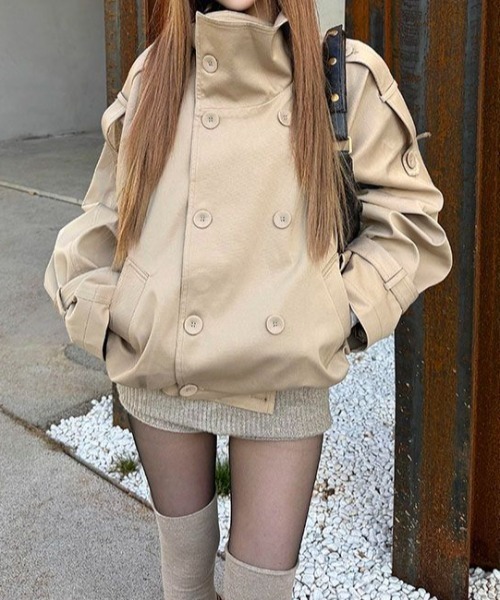 FLINEA(フリネア)の「スタンドカラートレンチコート(トレンチコート・レディース・ベージュ・S/M/L/XL)」の1枚目の写真