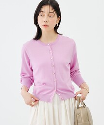 《抗ピンリング/手洗い可能》ウール100クルーネックカーディガン