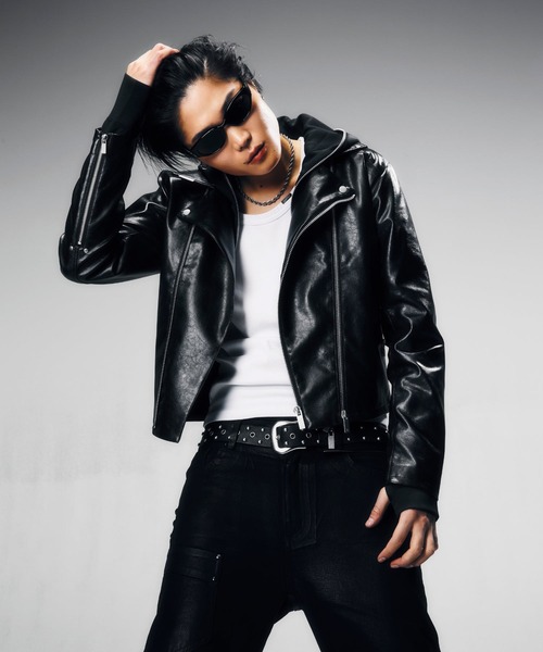 Jent Louis（ジェントルイス）の「Switch Riders Jacket / スイッチライダースジャケット（ライダースジャケット・メンズ・ブラック/グレー・M/S/L）」の3枚目の写真