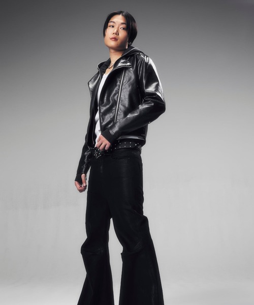 Jent Louis（ジェントルイス）の「Switch Riders Jacket / スイッチライダースジャケット（ライダースジャケット・メンズ・ブラック/グレー・M/S/L）」の4枚目の写真