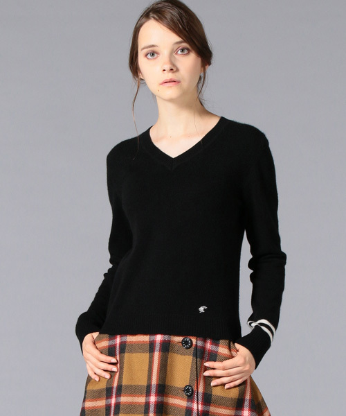 LOVELESS(ラブレス)の「【LOVELESS】WOMENS カシミヤVネックニット(ニット/セーター・レディース・グレー/ブラック/ピンク・34/36)」の2枚目の写真