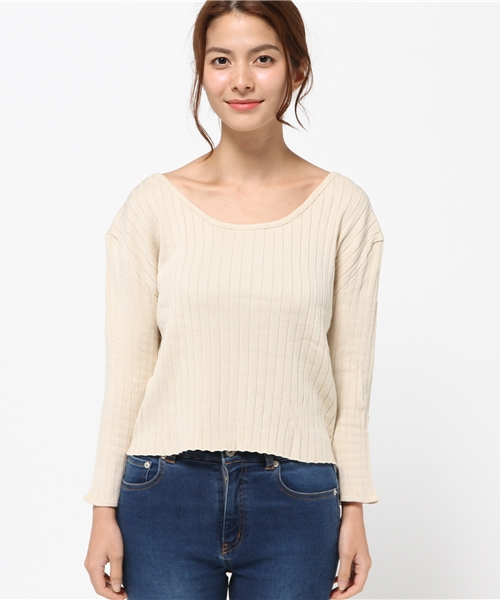 mystic（ミスティック）の「ジートリブニットP/O（ニット/セーター・レディース・ブラック/グレー/ブルー/ピンク/アイボリー・ﾌﾘ-）」の6枚目の写真