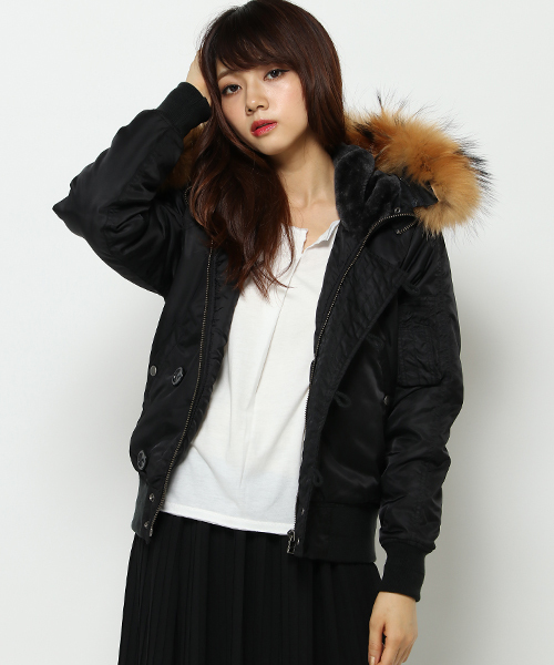 VENCEEXCHANGE（ヴァンスエクスチェンジ）の「Ｎ２-Ｂジャケット（ミリタリージャケット・レディース・ブラック/オリーブ・LARGE/MEDIUM）」の2枚目の写真