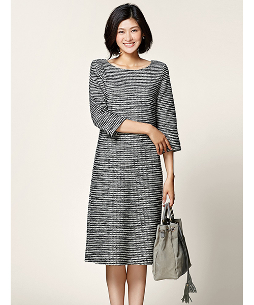 Fabia ファビア の ラメツイードミディ丈ジャージワンピース Ll ワンピース Wear