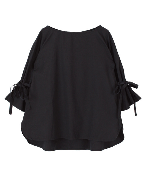 titivate（ティティベイト）の「ﾌﾞﾛｰﾄﾞﾘﾎﾞﾝﾌﾚｱｽﾘｰﾌﾞﾌﾞﾗｳｽ（シャツ/ブラウス・レディース・ブラック/ホワイト/キャメル/レッド・M）」の2枚目の写真