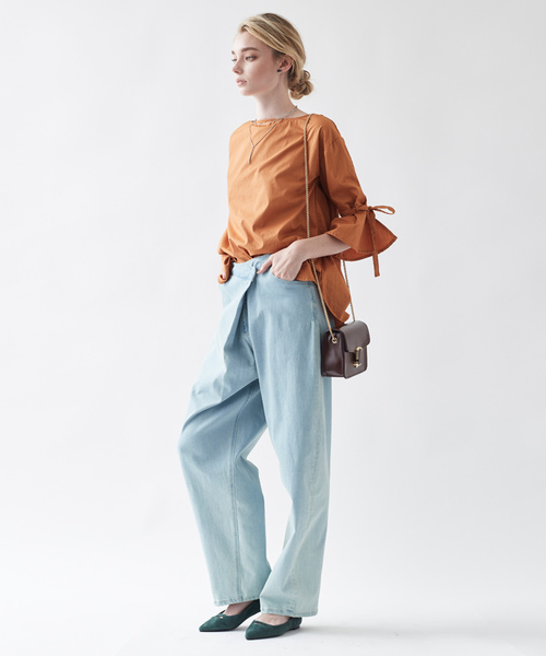 titivate（ティティベイト）の「ﾌﾞﾛｰﾄﾞﾘﾎﾞﾝﾌﾚｱｽﾘｰﾌﾞﾌﾞﾗｳｽ（シャツ/ブラウス・レディース・ブラック/ホワイト/キャメル/レッド・M）」の7枚目の写真