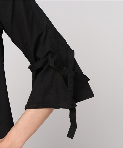 titivate（ティティベイト）の「ﾌﾞﾛｰﾄﾞﾘﾎﾞﾝﾌﾚｱｽﾘｰﾌﾞﾌﾞﾗｳｽ（シャツ/ブラウス・レディース・ブラック/ホワイト/キャメル/レッド・M）」の12枚目の写真