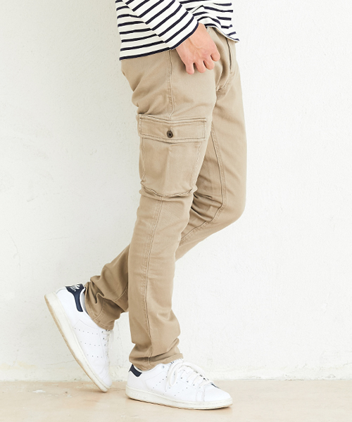 KRIFF MAYER(クリフメイヤー)の「ストレッチツイルスリムカーゴパンツ(カーゴパンツ・メンズ・ベージュ/カーキ/ダークネイビー/ブラック/サンドベージュ・SMALL/LARGE/MEDIUM/X-LARGE)」の3枚目の写真