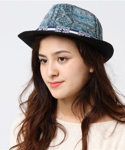 チャイハネ(チャイハネ)の「【チャイハネ】ケーブルニット中折れハット(ハット・レディース・オレンジ/ブルー/グリーン・FREE)」の3枚目の写真