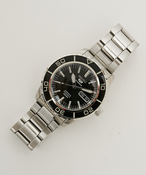 SEIKO(セイコー)の「SEIKO セイコー SEIKO5 自動巻き メタルバンド SNZH53K 155K 157K(アナログ腕時計・メンズ・ブラック×シルバー/ブラック×ゴールド/シルバー×ブルー・FREE)」の2枚目の写真