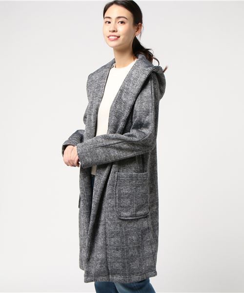 W Closet ダブルクローゼット の W Closet ダブルクローゼット ヘリンボンロング フードロングコート その他アウター Wear