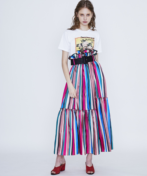 UNITED TOKYO(ユナイテッドトウキョウ)の「シルクアセストライプオーガンジースカート(スカート・レディース・ピンク/マルチ・1)」の10枚目の写真