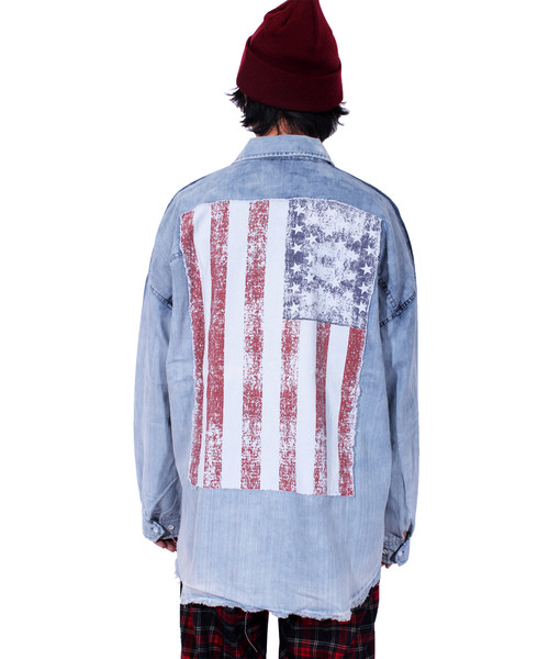 ８(eight)（エイト）の「リメイクデニムシャツ ビッグシャツ 星条旗（シャツ/ブラウス・メンズ・サックスブルー/ブルー・FREE）」の6枚目の写真