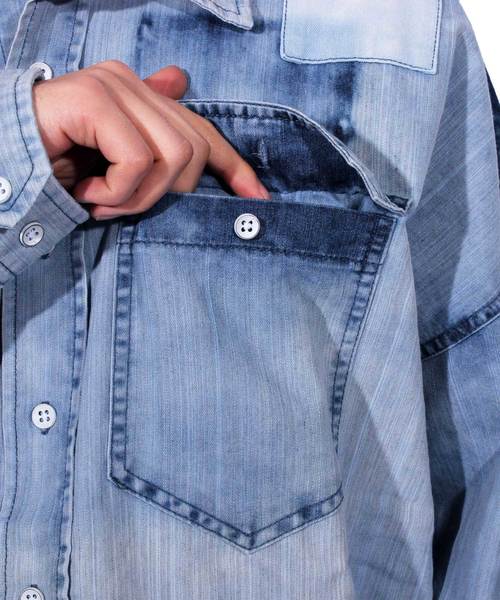 ８(eight)（エイト）の「リメイクデニムシャツ ビッグシャツ 星条旗（シャツ/ブラウス・メンズ・サックスブルー/ブルー・FREE）」の10枚目の写真