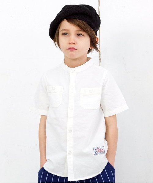 BREEZE（ブリーズ）の「ネット限定バンドカラーシャツ（シャツ/ブラウス・キッズ・ストライプ/カーキ/オフホワイト・120/110/90/140/100/130/80/95）」の2枚目の写真