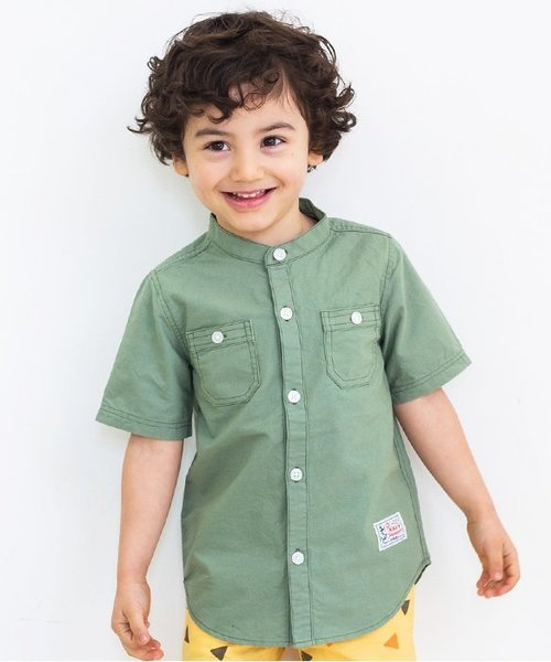 BREEZE（ブリーズ）の「ネット限定バンドカラーシャツ（シャツ/ブラウス・キッズ・ストライプ/カーキ/オフホワイト・120/110/90/140/100/130/80/95）」の3枚目の写真