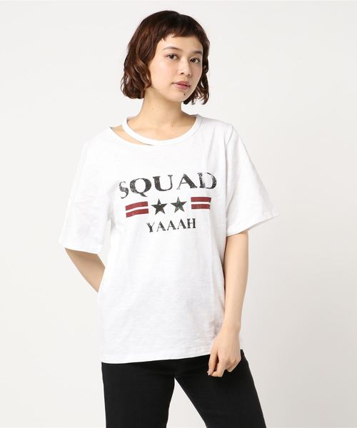 VENCEEXCHANGE（ヴァンスエクスチェンジ）の「スラッシュネックロゴT                    （Tシャツ/カットソー・レディース・ホワイト/チャコールグレー・M）」の8枚目の写真