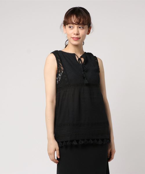 SLOBE IENA(スローブイエナ)の「BERENICE レースタッセルブラウス◆(シャツ/ブラウス・レディース・ブラック/ホワイト・FREE)」の5枚目の写真
