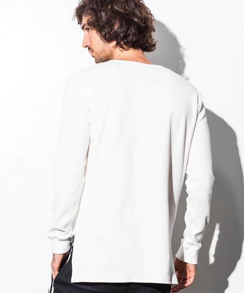 AZbyjunhashimoto_(エーゼイバイジュンハシモト)の「AZ by junhashimoto(エーゼイ バイ ジュンハシモト)ワッフルスリットロングTシャツ(Tシャツ/カットソー・メンズ・ホワイト/ブラック/ブラック×ホワイト/グレー・SMALL/MEDIUM/LARGE/X-LARGE)」の7枚目の写真