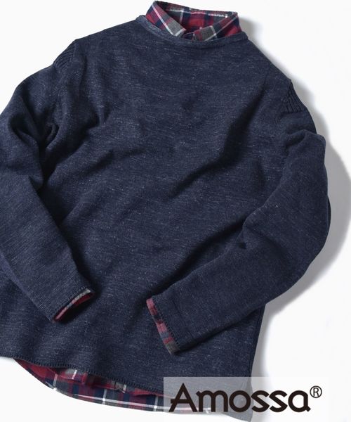 SHIPS（シップス）の「SC: コットン/ウール AMOSSA(R) ボートネック ニット（ニット/セーター・メンズ・ベージュ系その他/イエロー系その他2/ネイビー/ダークブルー/コバルトブルー・SMALL/MEDIUM/LARGE/X-LARGE）」の2枚目の写真