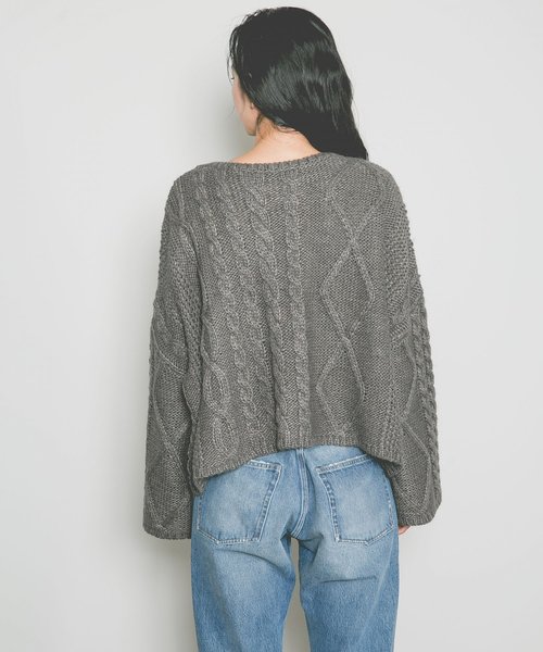 Curensology（カレンソロジー）の「ケーブルニット（ニット/セーター・レディース・ダークブラウン/オフホワイト・FREE）」の12枚目の写真