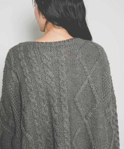 Curensology（カレンソロジー）の「ケーブルニット（ニット/セーター・レディース・ダークブラウン/オフホワイト・FREE）」の16枚目の写真