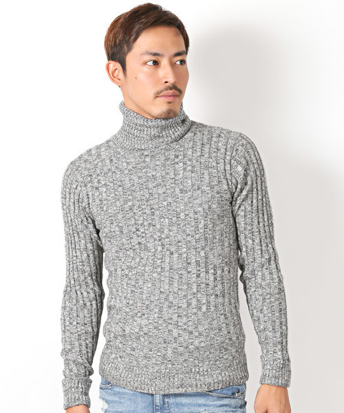 LUXSTYLE(ラグスタイル)の「リブタートルネックニットセーター(ニット/セーター・メンズ・ホワイト/ブラック/レッド/杢グレー・M/L/XL)」の3枚目の写真