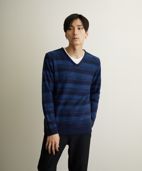 Bling Leads（ブリングリーズ）の「【Bl】【Bling Leads】ボーダーニット＆ ロングTシャツ　アンサンブルセット（アンサンブル・メンズ・ブラック系その他/グレー系その他/ブルー系その他/レッド系その他/ブラック系その他2/グレー系その他2/ブルー系その他2/レッド系その他2/レッド系その他4/レッド系その他3・MEDIUM/LARGE/X-LARGE）」の6枚目の写真