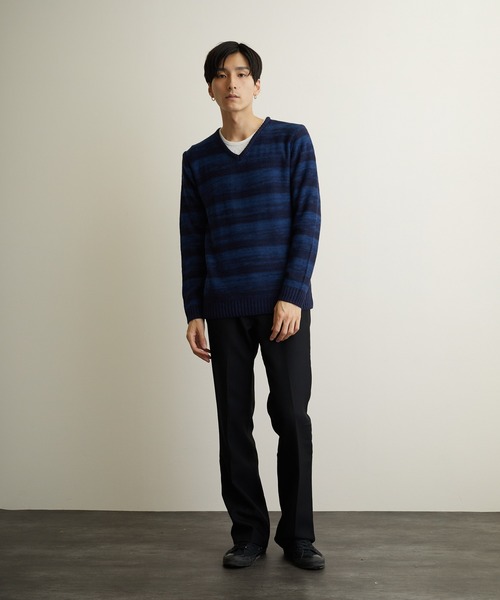 Bling Leads（ブリングリーズ）の「【Bl】【Bling Leads】ボーダーニット＆ ロングTシャツ　アンサンブルセット（アンサンブル・メンズ・ブラック系その他/グレー系その他/ブルー系その他/レッド系その他/ブラック系その他2/グレー系その他2/ブルー系その他2/レッド系その他2/レッド系その他4/レッド系その他3・MEDIUM/LARGE/X-LARGE）」の18枚目の写真