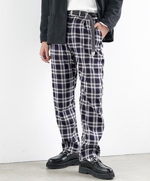 【MinoriTY】ワイドテーパードパンツ スラックス メンズ チノパン チェック 無地 カジュアルパンツ