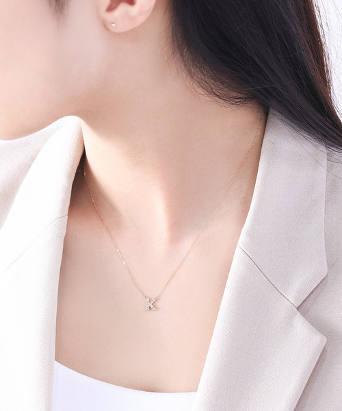 K10 イエローゴールド ダイヤモンド イニシャル ネックレス（K