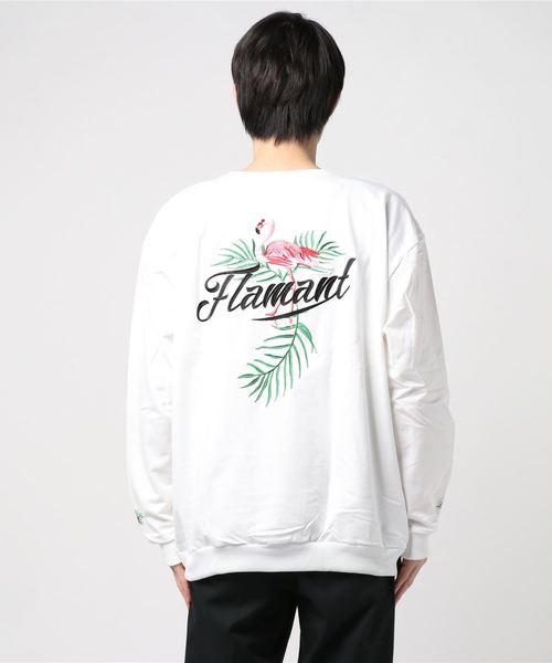 おしゃれスタ（オシャレスタ）の「フラミンゴ刺繍トレーナー(KU)（スウェット・メンズ・ホワイト/ブラック・M/L）」の3枚目の写真