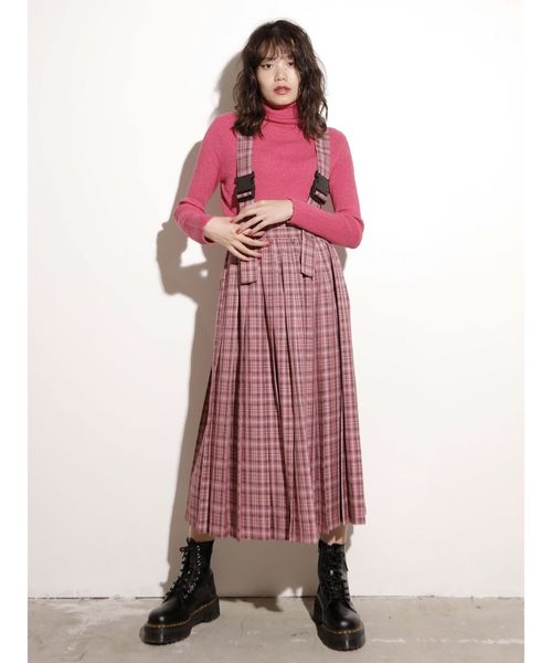 jouetie（ジュエティ）の「プリーツロングチェックスカート（スカート・レディース・ベージュ/レッド/ピンク・MEDIUM）」の8枚目の写真