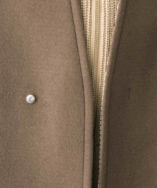 UNITED TOKYO（ユナイテッドトウキョウ）の「Super120'sメルトンVネックノーカラーロングコート（チェスターコート・メンズ・ベージュ/ダークグリーン/ダークネイビー・1/2/3）」の9枚目の写真
