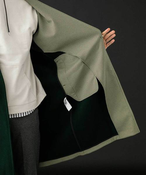 UNITED TOKYO（ユナイテッドトウキョウ）の「Super120'sメルトンVネックノーカラーロングコート（チェスターコート・メンズ・ベージュ/ダークグリーン/ダークネイビー・1/2/3）」の16枚目の写真