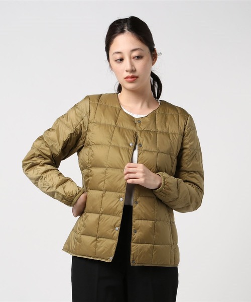 TAION(タイオン)の「TAION/タイオン CREW NECK BUTTON DOWN JACKET クルーネックボタンダウンジャケット TAION-W104(ダウンジャケット/コート)」|ベージュ