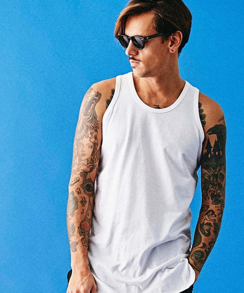 MSML(エムエスエムエル)の「LONG TANK TOP(タンクトップ・メンズ・カーキ/レッド/ホワイト/ブラック・SMALL/MEDIUM/LARGE)」の2枚目の写真