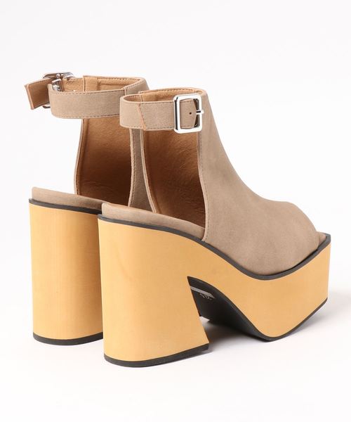 ENVYM（アンビー）の「オープントゥーブーティー（ブーツ・レディース・ブラック/ベージュ・22.5㎝/23.5㎝/24.5㎝）」の4枚目の写真