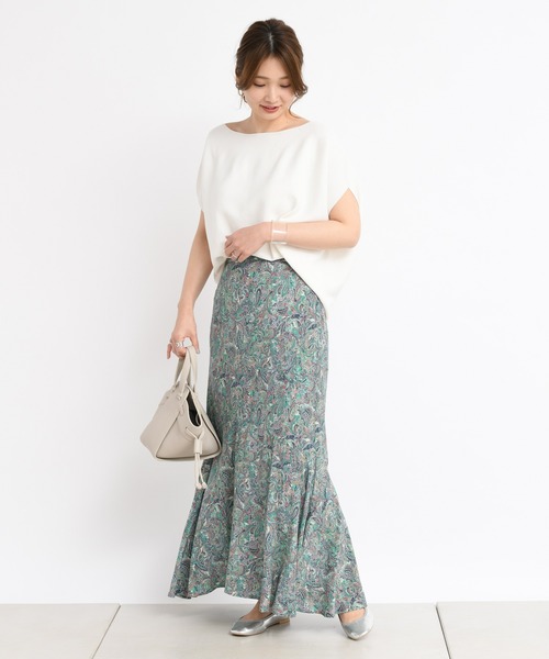 DouDou（ドゥドゥ）の「ペイズリー柄スカート（スカート・レディース・ベージュ/グリーン・FREE）」の4枚目の写真