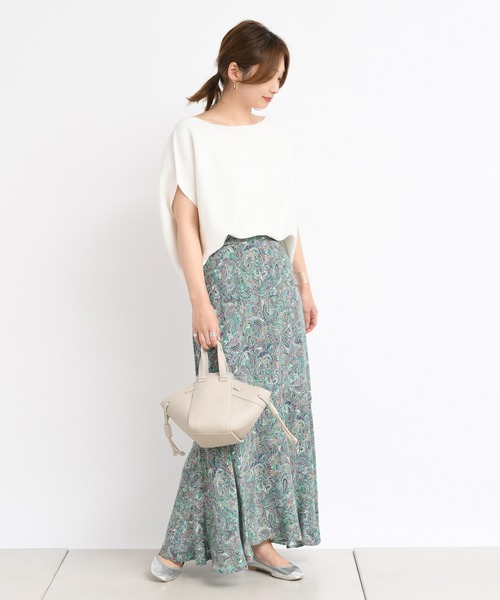 DouDou（ドゥドゥ）の「ペイズリー柄スカート（スカート・レディース・ベージュ/グリーン・FREE）」の5枚目の写真