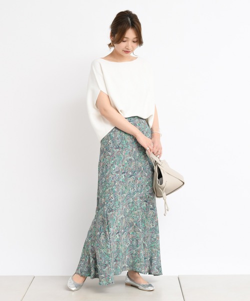 DouDou（ドゥドゥ）の「ペイズリー柄スカート（スカート・レディース・ベージュ/グリーン・FREE）」の7枚目の写真