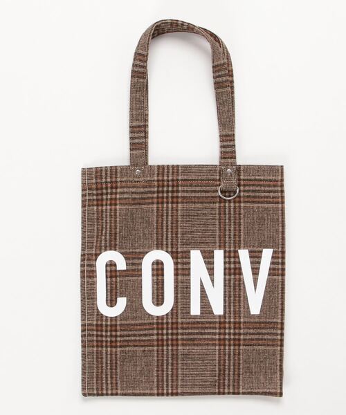 CONVERSE（コンバース）の「CONVERSE　ROUNDLOGO CHECK TOTE BAG（トートバッグ・レディース・ブラック/ブラウン/ホワイト・FREE）」の3枚目の写真