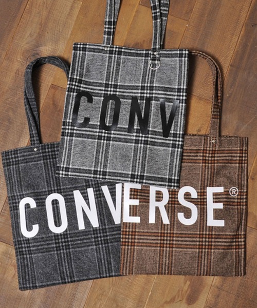 CONVERSE（コンバース）の「CONVERSE　ROUNDLOGO CHECK TOTE BAG（トートバッグ・レディース・ブラック/ブラウン/ホワイト・FREE）」の2枚目の写真