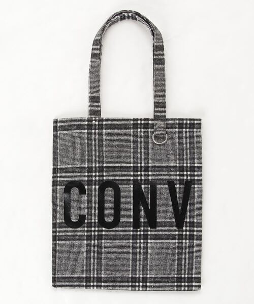 CONVERSE（コンバース）の「CONVERSE　ROUNDLOGO CHECK TOTE BAG（トートバッグ・レディース・ブラック/ブラウン/ホワイト・FREE）」の7枚目の写真