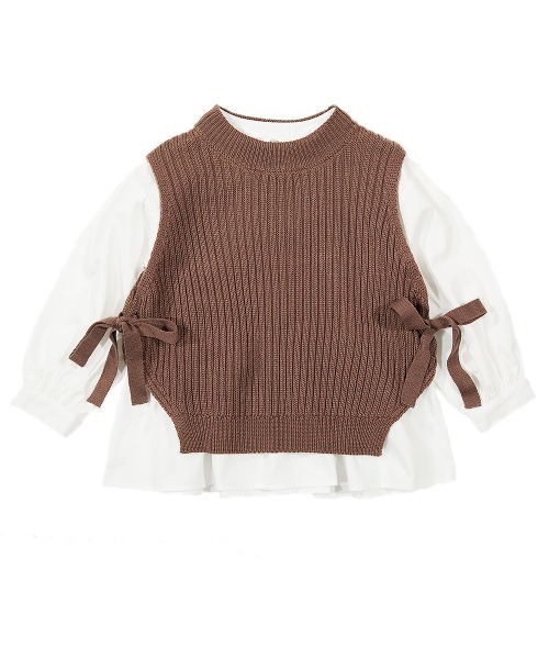 devirock(デビロック)の「ニットベスト&長袖シャツセット(シャツ/ブラウス・キッズ・ベージュ/ピンク/モカ・130cm/150cm/140cm/110cm/120cm/100cm/160cm)」の8枚目の写真