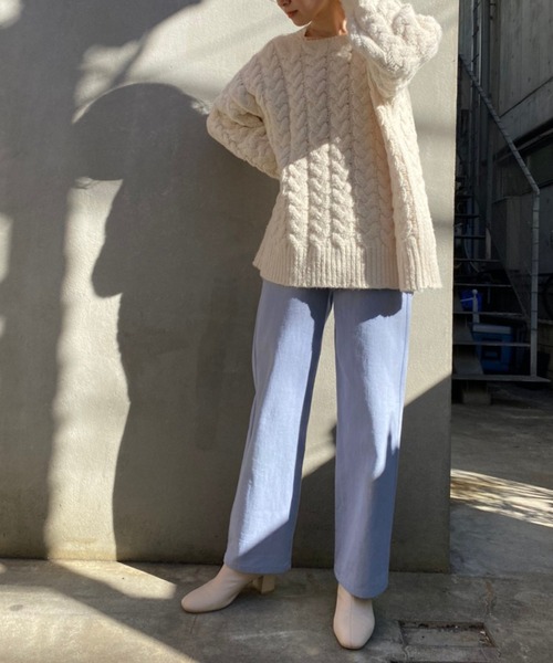 one after another NICE CLAUP（ワンアフターアナザーナイスクラップ）の「【ZOZO限定】ストレートカラ―パンツ（その他パンツ・レディース・ライトグレー/サックスブルー/インディゴブルー/アイボリー/ピンクベージュ・SMALL/MEDIUM）」の6枚目の写真