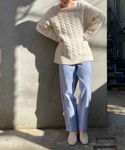 one after another NICE CLAUP（ワンアフターアナザーナイスクラップ）の「【ZOZO限定】ストレートカラ―パンツ（その他パンツ・レディース・ライトグレー/サックスブルー/インディゴブルー/アイボリー/ピンクベージュ・SMALL/MEDIUM）」の7枚目の写真