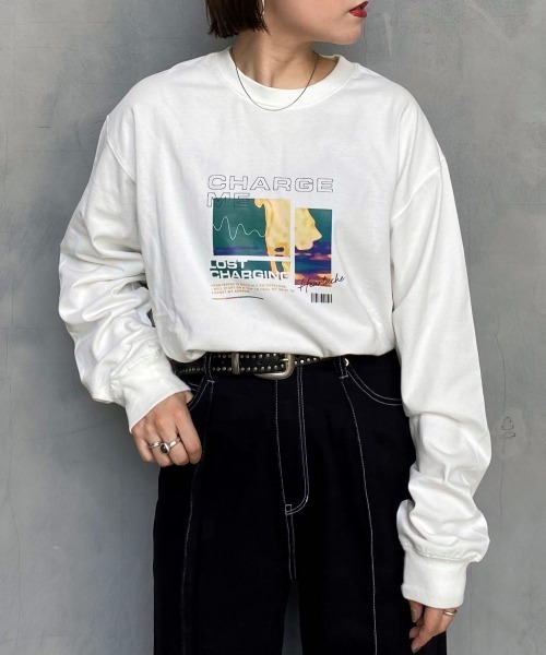 PAGEBOY(ページボーイ)の「【PAGEBOYLIM】ポップカラーロンTシャツ(Tシャツ/カットソー)」|ホワイト