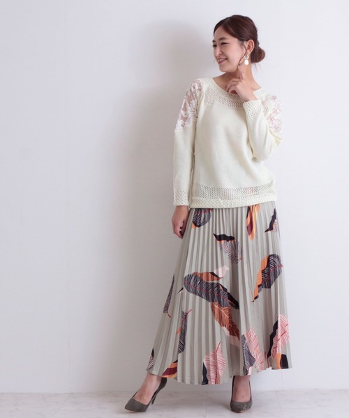 Sawa a la mode(サワアラモード)の「パール付き肩レースのニットトップス(ニット/セーター・レディース・オフホワイト・FREE)」の14枚目の写真