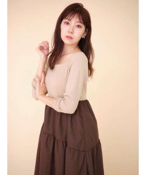 Now me. by NYLON JAPAN（ナウミーバイナイロンジャパン）の「切替ワンピース（ワンピース・レディース・ブラック/アイボリー・FREE）」の5枚目の写真